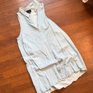 Lumiere Light Blue Sleeveless Button-Front Denim Tunic
